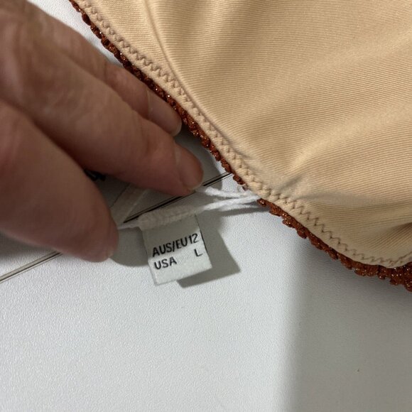 Rhythm Australia-Made Metallic & Brown Bikini Halter Top Women's Size L - Picture 10 of 13